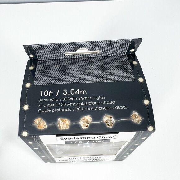 NEW Everlasting Glow 10 Ft LED White Gold String Lights “ICE” Shape Battery Op - Picture 2 of 6